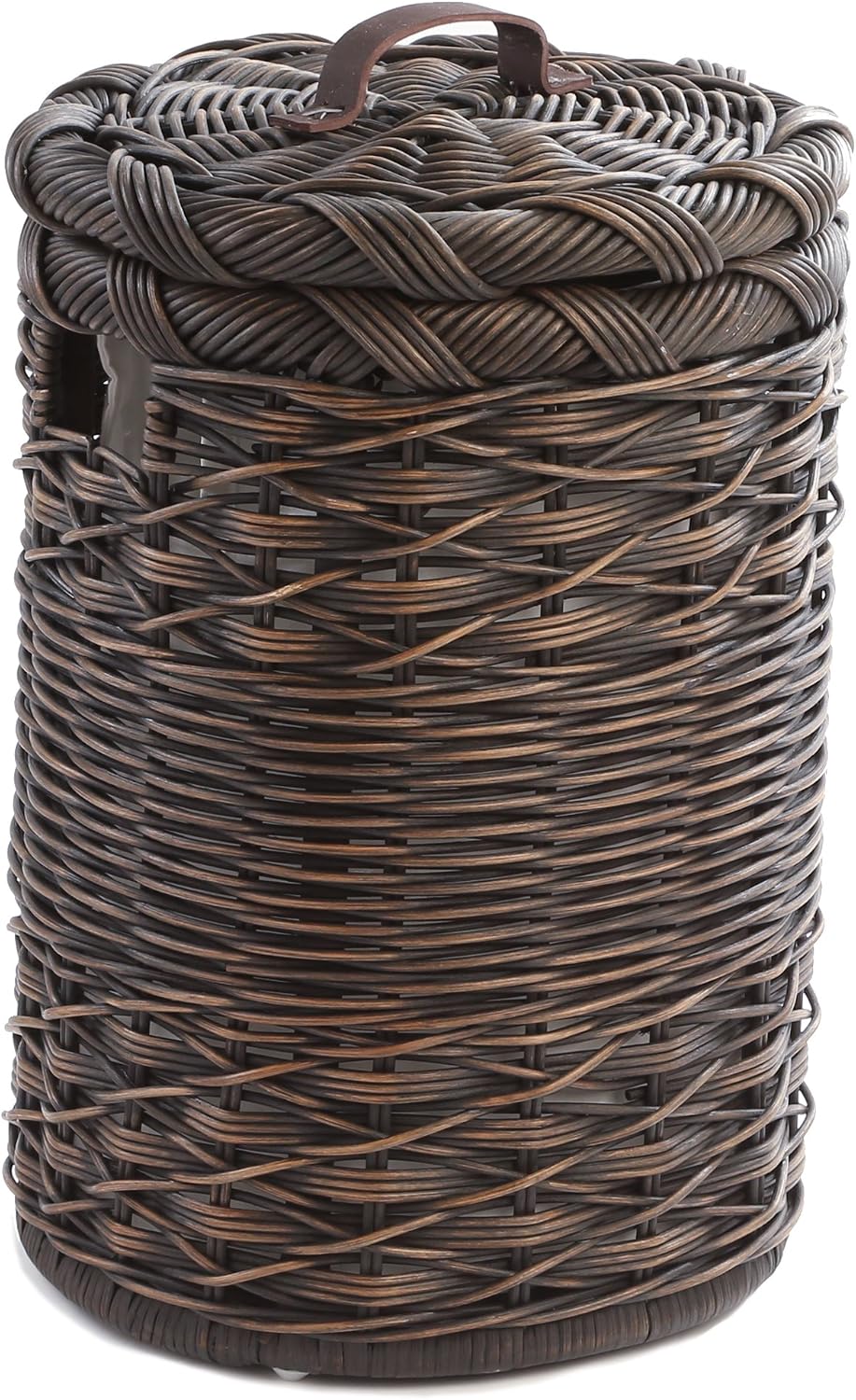 The Basket Lady Small Round Wicker Hamper, Walnut Brown