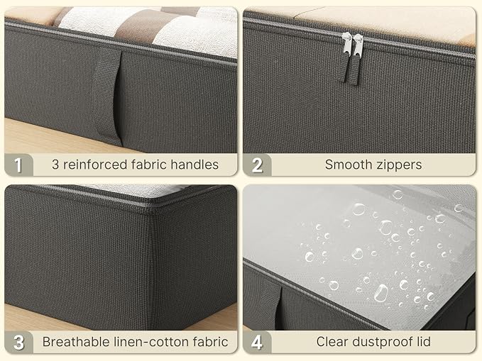 2-Pack Under Bed Storage, 6 Inches Tall Closet Organizers and Storage Bins - Image 5