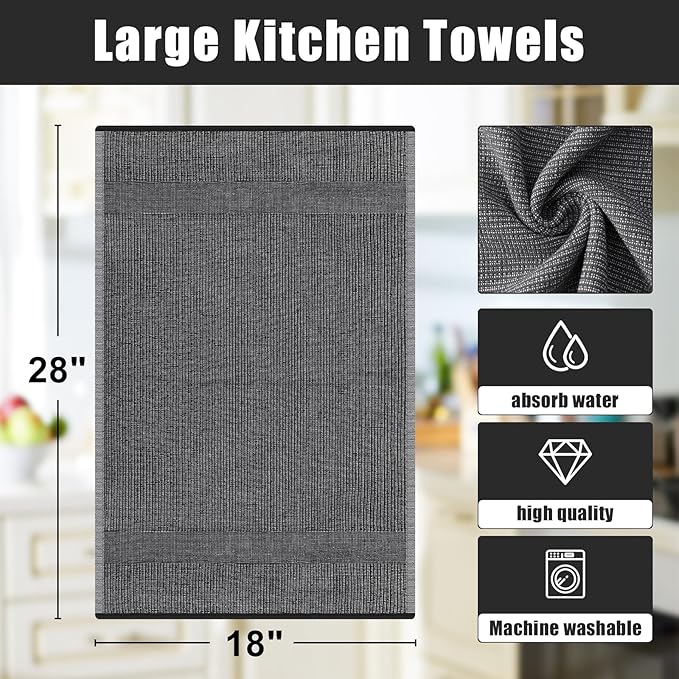 Homaxy Premium Kitchen Towels, Large Cotton Kitchen Hand Towels, Flat and Terry - Image 9