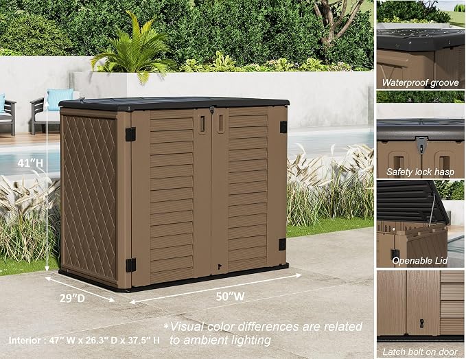 ZZM 4x2.5 FT Outdoor Storage Shed, Resin Waterproof Storage Cabinet - Image 4