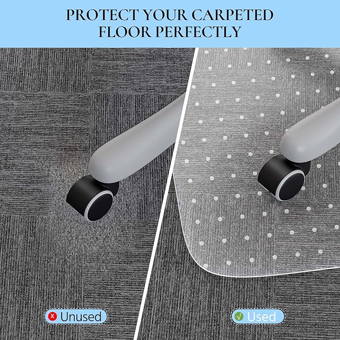 Office Chair Mat for Carpet, Transparent Carpet Protector Mat for Office Chairs - Image 2