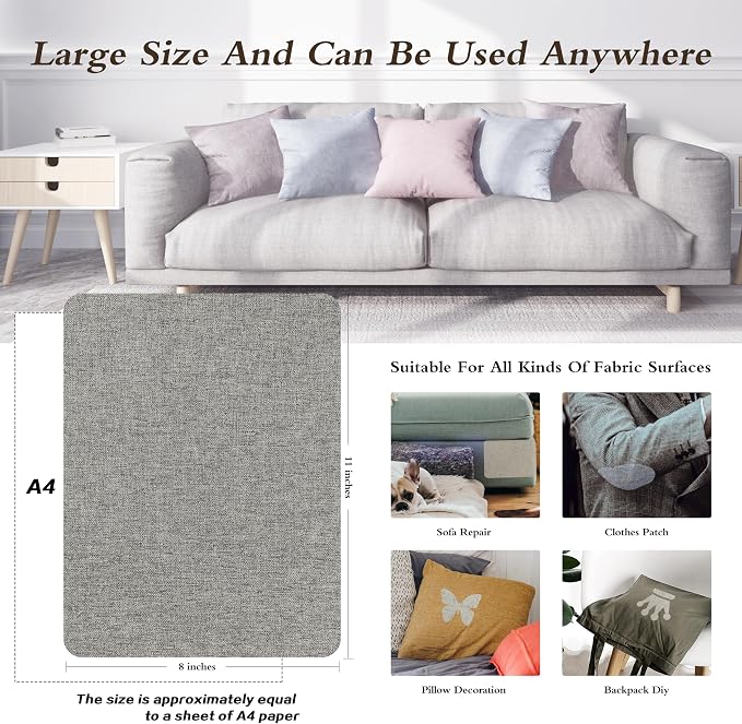 KING MOUNTAIN Fine Linen Fabric Patches, Self-Adhesive, 8x11 inch, - Image 4