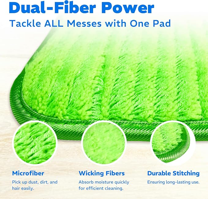 2 Pack Reusable Microfiber Mop Pads, Compatible - Image 3