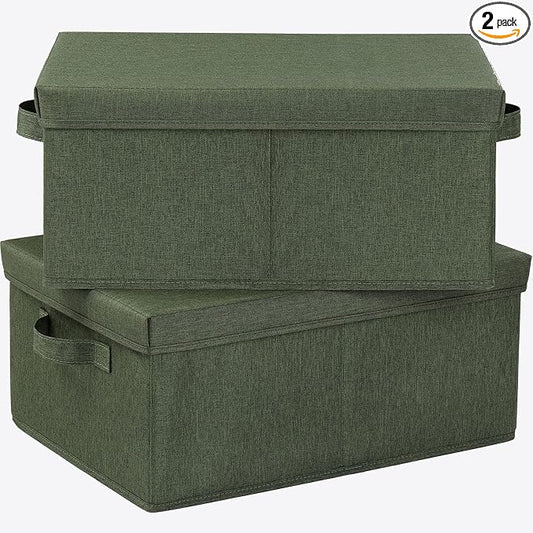 HOONEX Storage Bins with Lids for Organizing, Storage Boxes with 2 Carrying by HOONEX