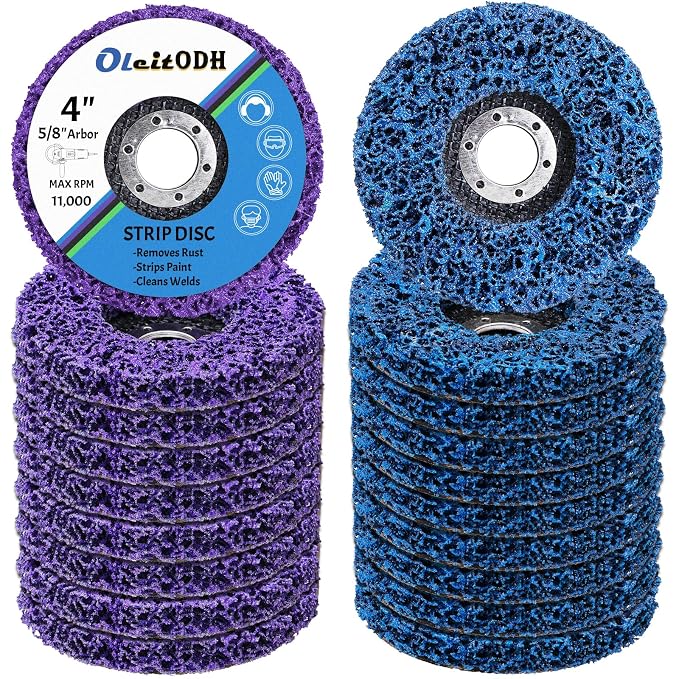 20 Pcs 4" x 5/8" Strip Discs Bulk, Paint Stripping and Rust Removal Wheels by Oleitodh