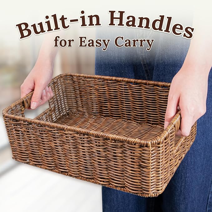 Baskets for Organizing, Undershelf Wicker Storage, Hand Woven Organizer for - Image 6