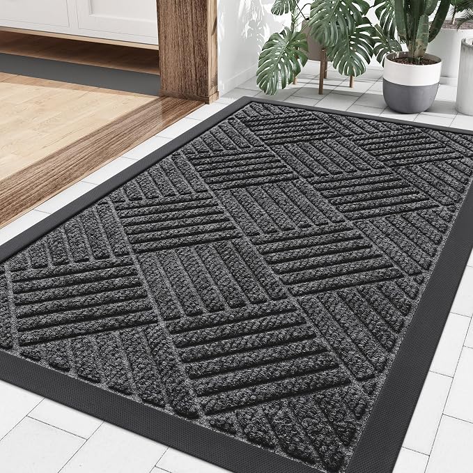 Smiry Front Door Mat Outside Entrance, Heavy Duty Outdoor Indoor Natural Rubber by Smiry