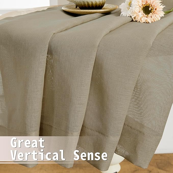 Tollpiz Short Sheer Door Curtain Closet Linen Textured Curtain Sheers Doorway - Image 6
