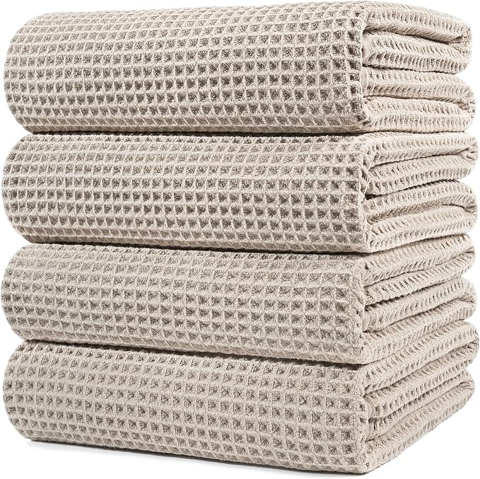 POLYTE Microfiber Oversize Quick Dry Lint Free Bath Towel, 60 x 30 in, 4 Pack by Polyte