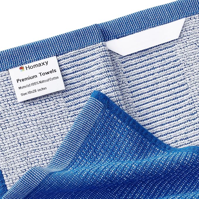Homaxy Premium Kitchen Towels, Large Cotton Kitchen Hand Towels, Flat and Terry - Image 2