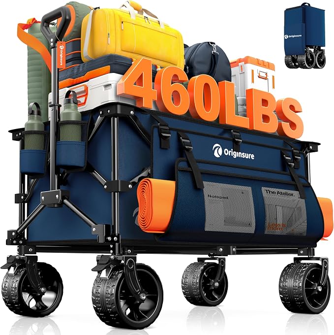 220L Collapsible Wagon Cart Foldable, 460lbs Load Capacity Heavy Duty Folding by Unknown