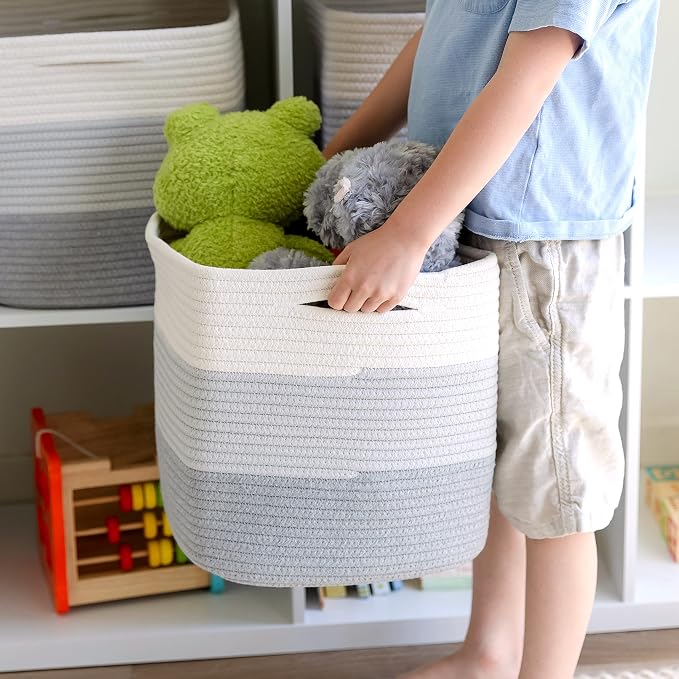 NaturalCozy Storage Cubes 11 Inch Cotton Rope Woven Baskets - Image 9