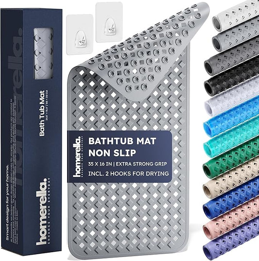 homerella® Bathtub Mat Non Slip 35x16, Incl. Hooks by Homerella