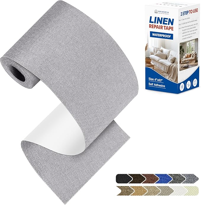 KING MOUNTAIN Linen Repair Patches, Self-Adhesive Fabric Patches, 4 X 63 inch by ForABetterHomeLife