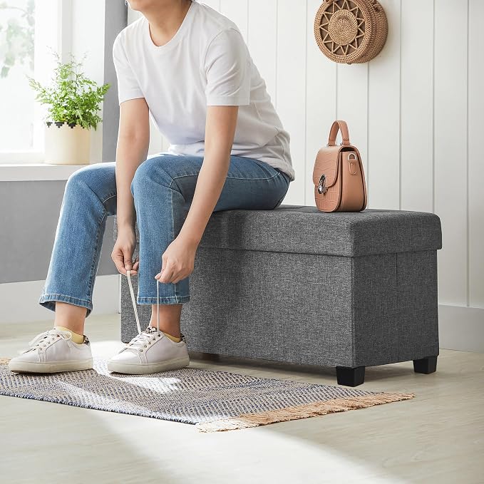 SONGMICS Storage Ottoman Bench, Foldable Foot Rest - Image 5