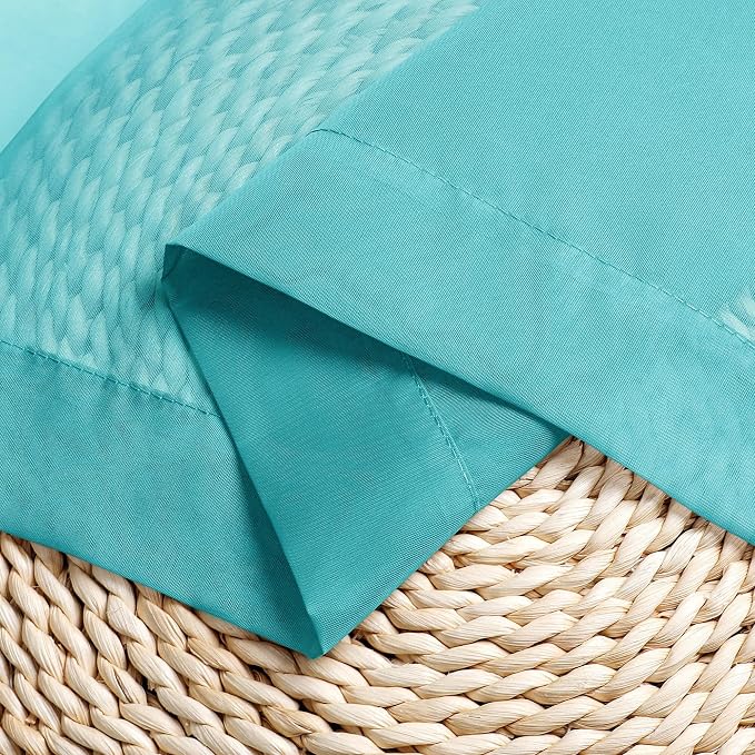 Chyhomenyc Turquoise Sheer Curtains 45 Inch Long 2 Panels, Light Filtering Rod - Image 7