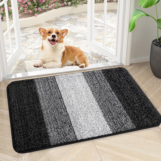 Kitinjoy Indoor Outdoor Door Mat, 24x16 Non-Slip Absorbent Dirt Trapper by Kitinjoy