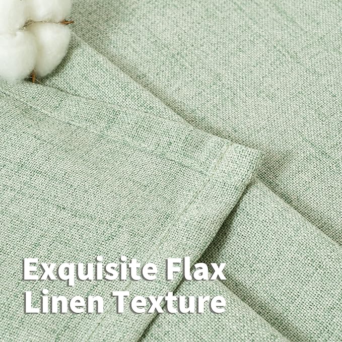 YoungsTex Sage Green Linen Curtains 90 Inch Length Living Room, Textured Semi - Image 4