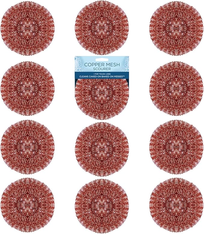 LOLA Copper Mesh Scouring Pad, 18 Grams, 12 Pack, eavy Duty Cleaning Pads by LolaProducts