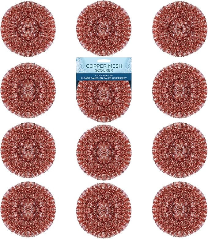 LOLA Copper Mesh Scouring Pad, 18 Grams, 12 Pack, Heavy Duty Cleaning Pads by LolaProducts