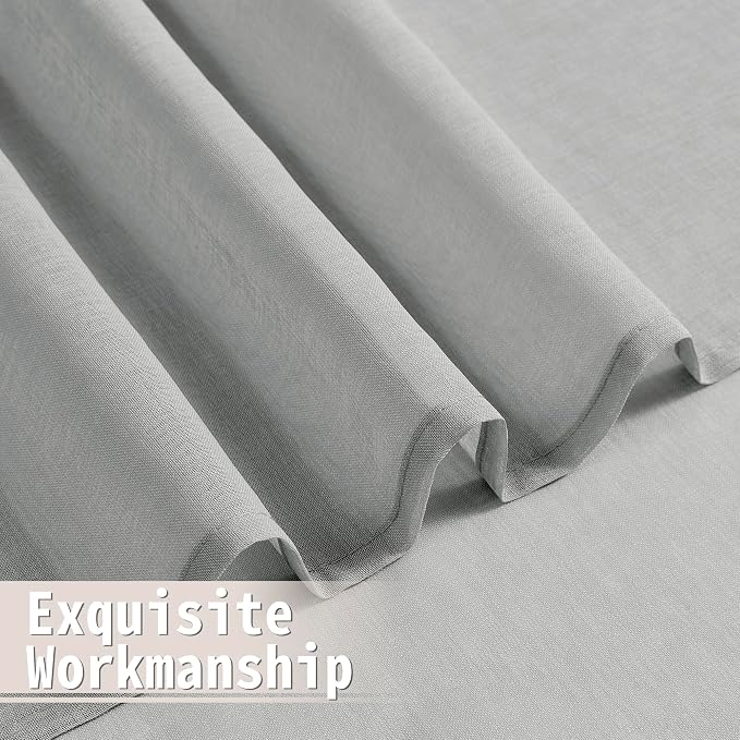 Tollpiz Sheer Door Curtains Closet Linen Textured Curtain Sheers Doorway Light - Image 8