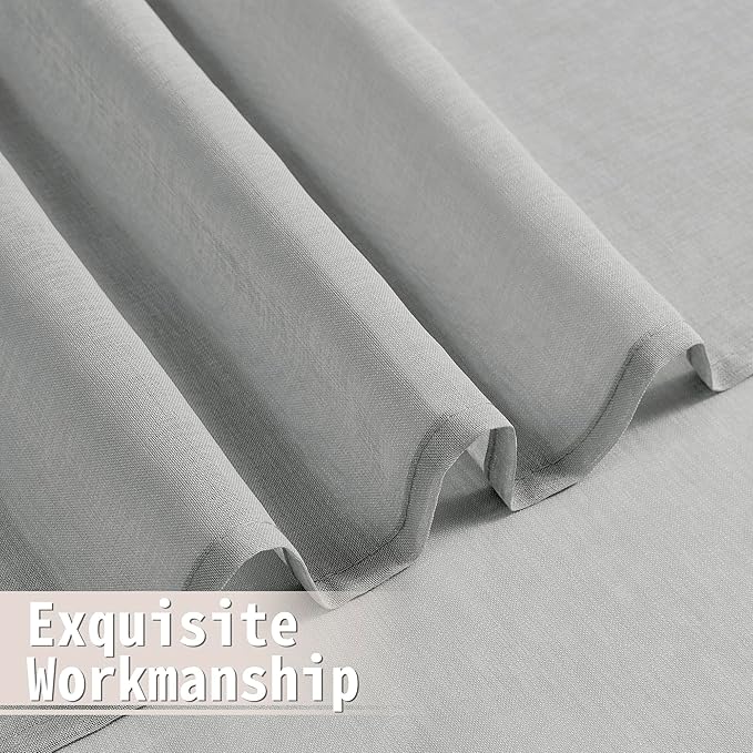Tollpiz Short Sheer Door Curtain Closet Linen Textured Curtain Sheers Doorway - Image 8