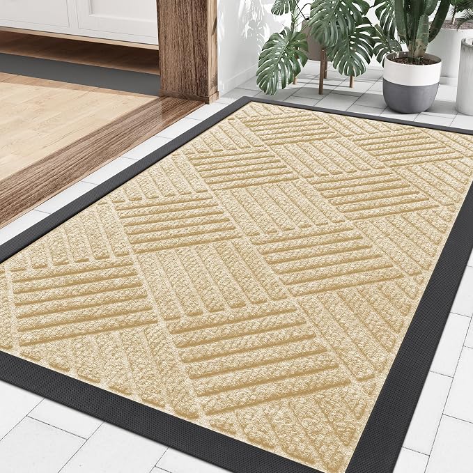 Smiry Front Door Mat Outside Entrance, Heavy Duty Outdoor Indoor Natural Rubber by Smiry