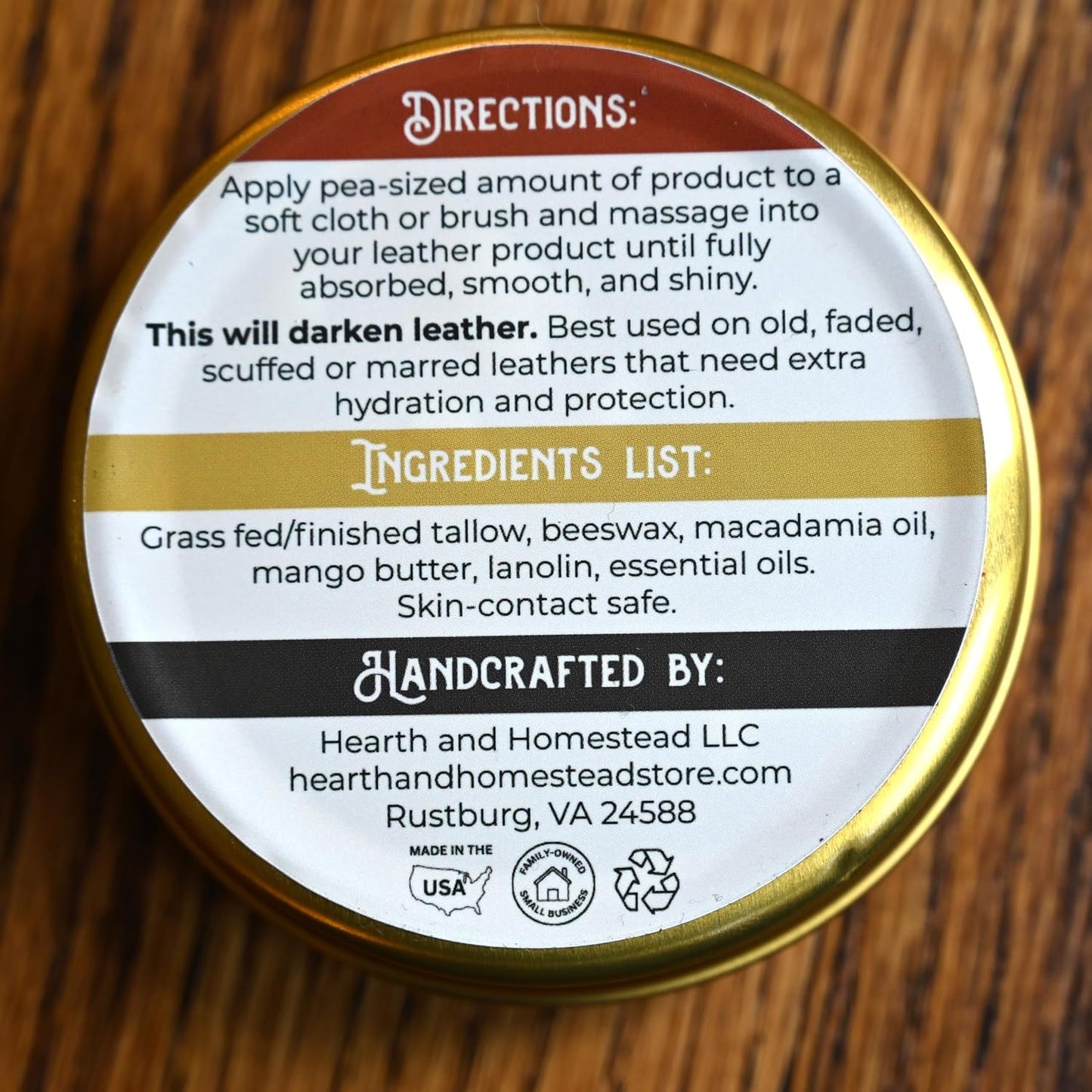 Leather Conditioner - Grass-Fed Beef Tallow and Lanolin with Cedar Oil - for Boots, Car Seats, Furniture, Bags, Saddles and Jackets, 4 oz