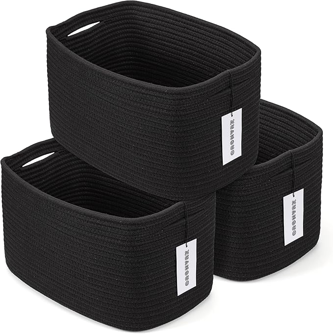 Cotton Rope storage Basket Bins 14.5X9.5X9.3“ Woven Basket by XUANGUO