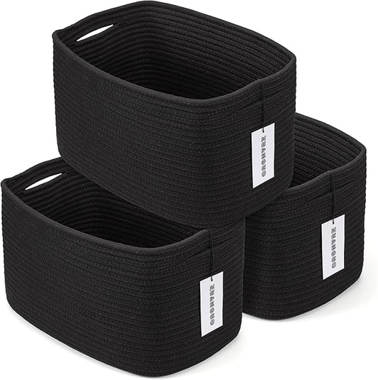 Cotton Rope storage Basket Bins 14.5X9.5X9.3“ Woven Basket by XUANGUO