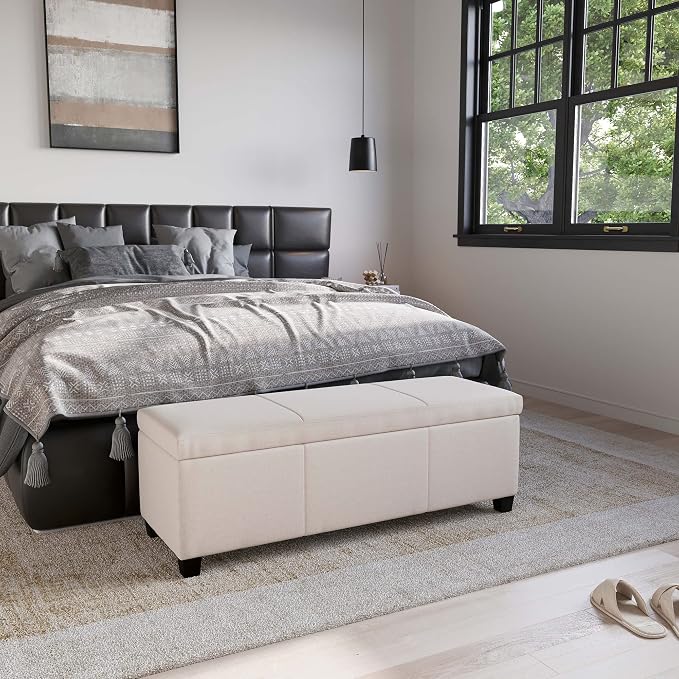 BELLEZE Storage Faux Leather Ottoman, 47 Inch Bench Bedroom Bench - Image 6