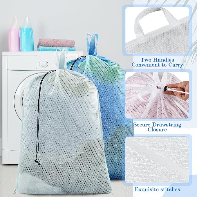 6 Pack 24 x 36 Inches Blue Mesh Laundry Bag - Image 4