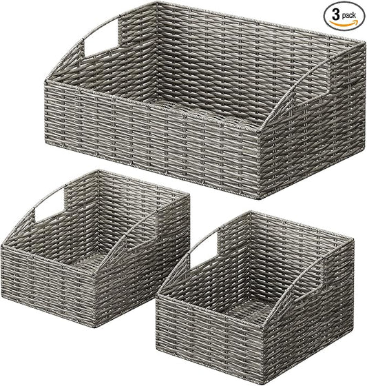 Ollieroo Rattan Storage Baskets, Handwoven Wicker Storage Bins by Ollieroo