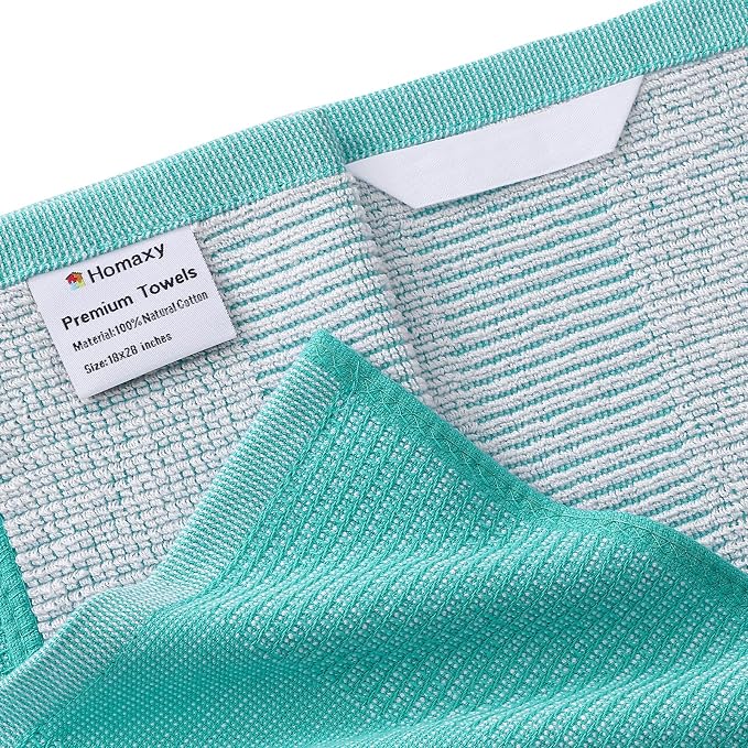 Homaxy Premium Kitchen Towels, Large Cotton Kitchen Hand Towels, Flat and Terry - Image 2