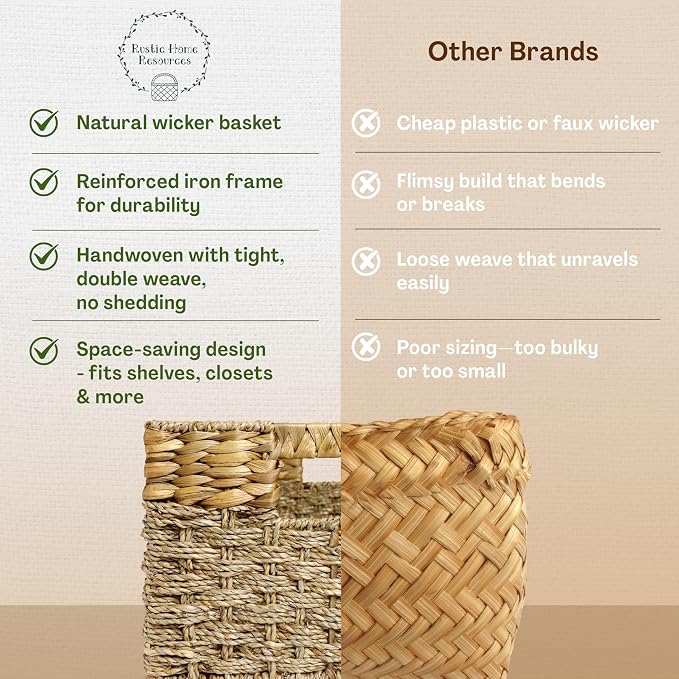 Seagrass and Hyacinth Nesting Wicker Basket, 4 pack, Natural Woven Storage - Image 8