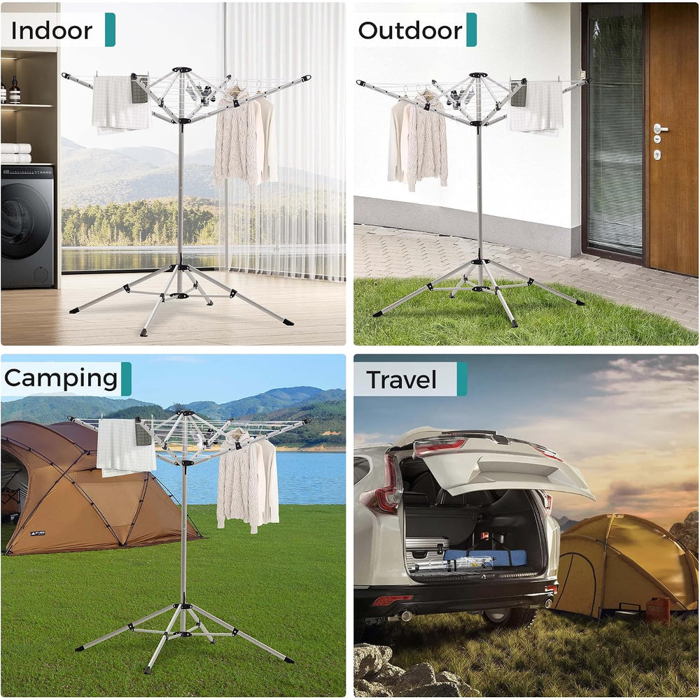 JS HANGER Portable Umbrella Clothesline, 65 Ft of Hanging Space, Pre-Strung w...