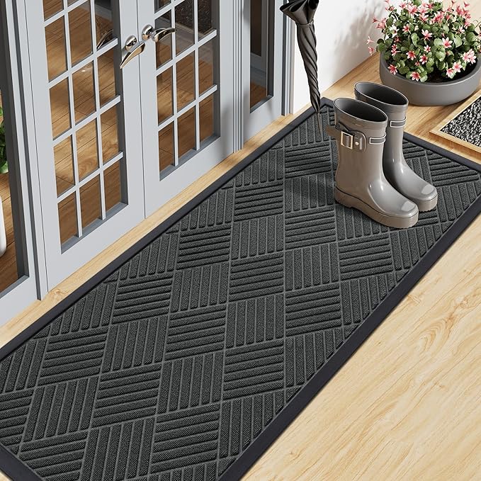 Smiry Front Door Mat Outside Entrance, Heavy Duty Outdoor Indoor Natural Rubber by Smiry