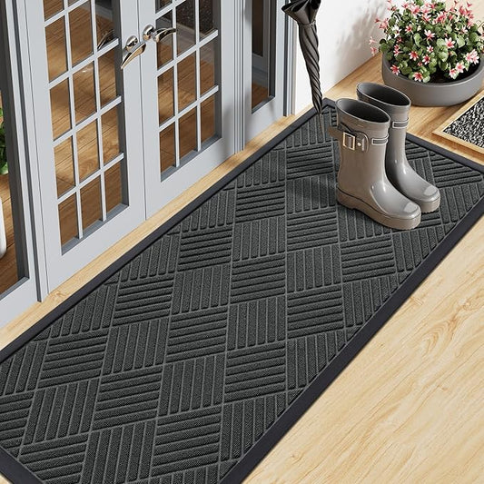 Smiry Front Door Mat Outside Entrance, Heavy Duty Outdoor Indoor Natural Rubber by Smiry