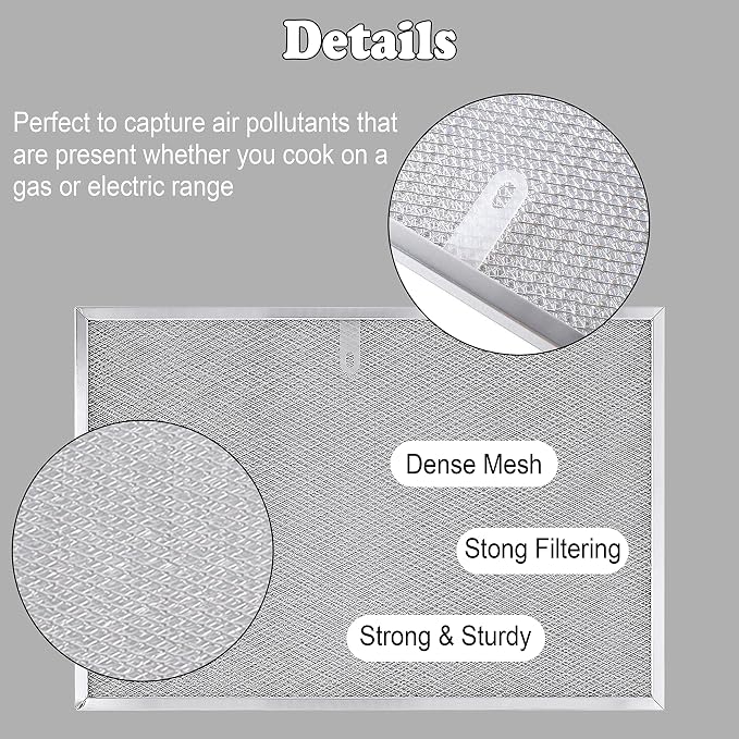 Wadoy BPS1FA36 Range Hood Filter 11-3/4" X 17-1/4" X 3/8", 2 Pack Aluminum Mesh - Image 2