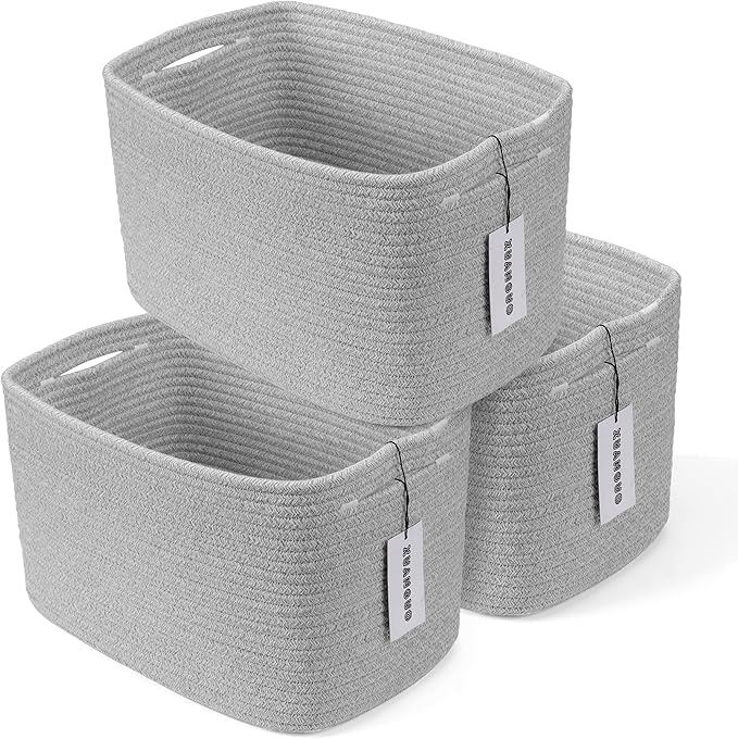 Cotton Rope storage Basket Bins Woven Basket by XUANGUO