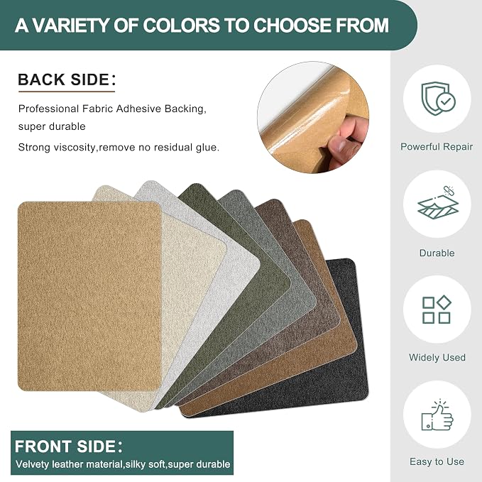 Azobur Couch Patch Repair Fabric, Microfiber Fabric, Self-Adhesive, - Image 3
