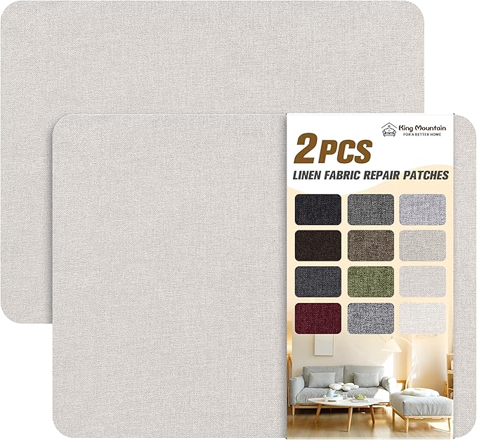 KING MOUNTAIN Fine Linen Repair Patches, Self-Adhesive Fabric, 8X11 Inch 2 PCS by ForABetterHomeLife