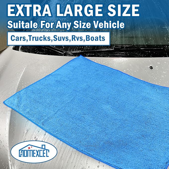 HOMEXCEL Professional Large Microfiber Car Drying Towels 2 Pack, Lint Free - Image 5