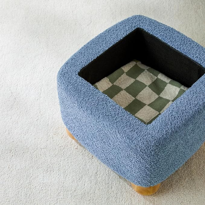 Walker Edison Linley Contemporary Small Storage Bouclé Ottoman - Image 5