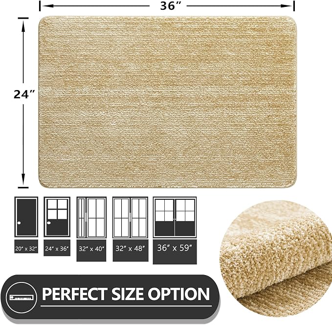 REFETONE Indoor Doormat, Front Door Mat 24"x36" Absorbent Rubber Backing Non - Image 2