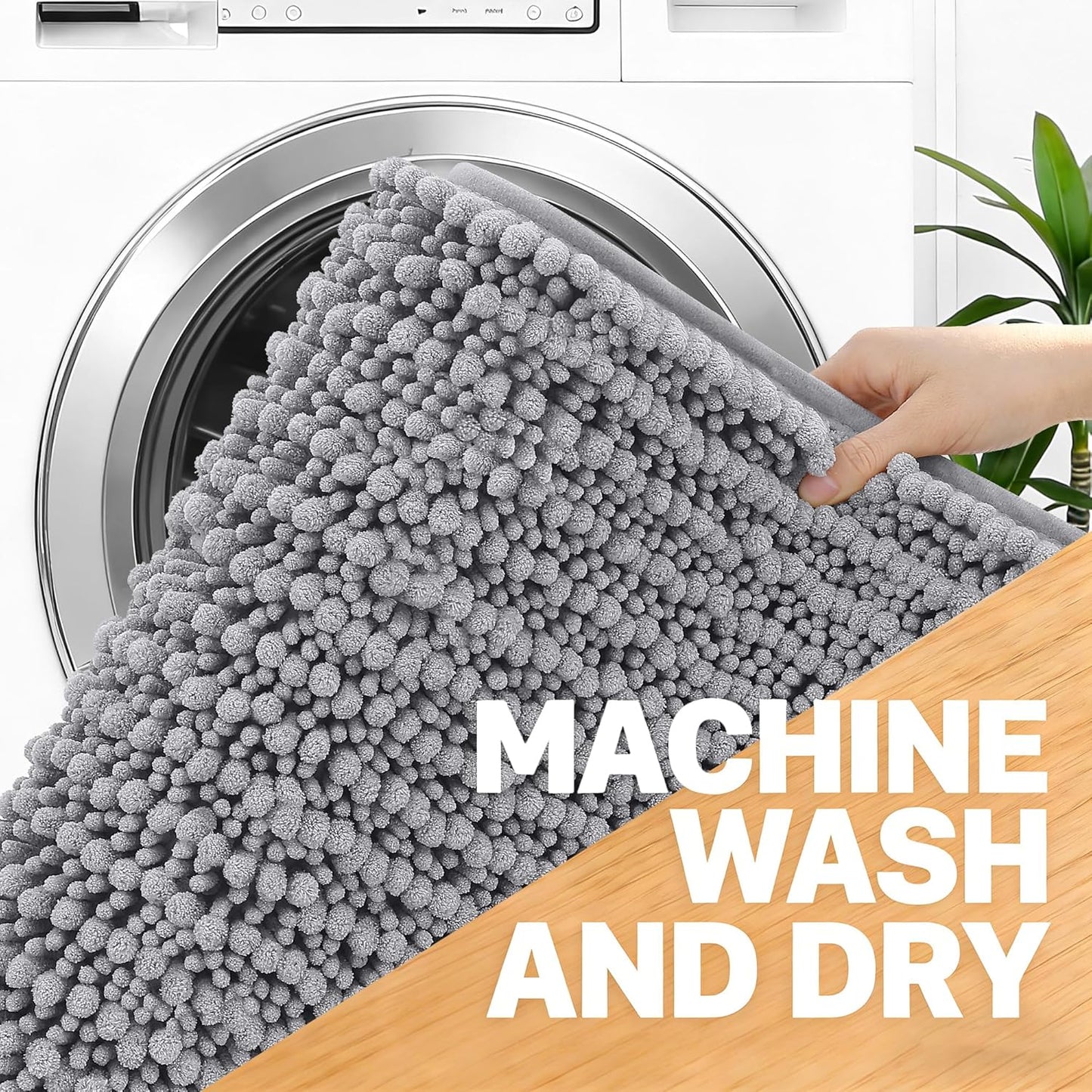 OLANLY Bathroom Rug Mat 30x20, Thick Soft and Absorbent Chenille Bath Mat, Non-Slip Rubber Backing, Machine Washable Quick Dry Bath Rugs for Tub Shower Floor, Home Decor Accessories, Grey