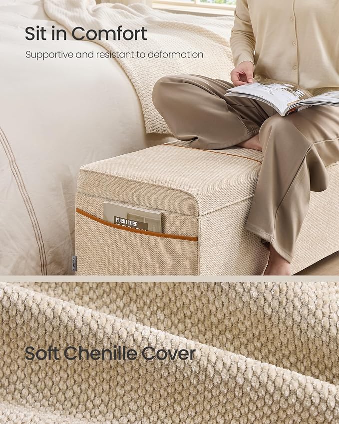 SONGMICS Storage Ottoman Bench, Storage Chest, 15.7 x 43.3 x 15.7 Inches