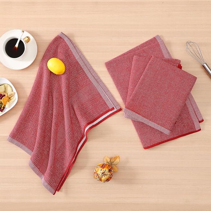 Homaxy Premium Kitchen Towels, Large Cotton Kitchen Hand Towels, Flat and Terry - Image 5