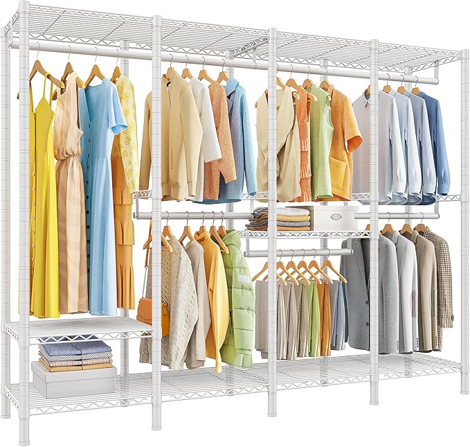 Raybee 76.9" H Clothes Rack Heavy Duty Loads 1100 LBS Metal Clothing Racks by Raybee