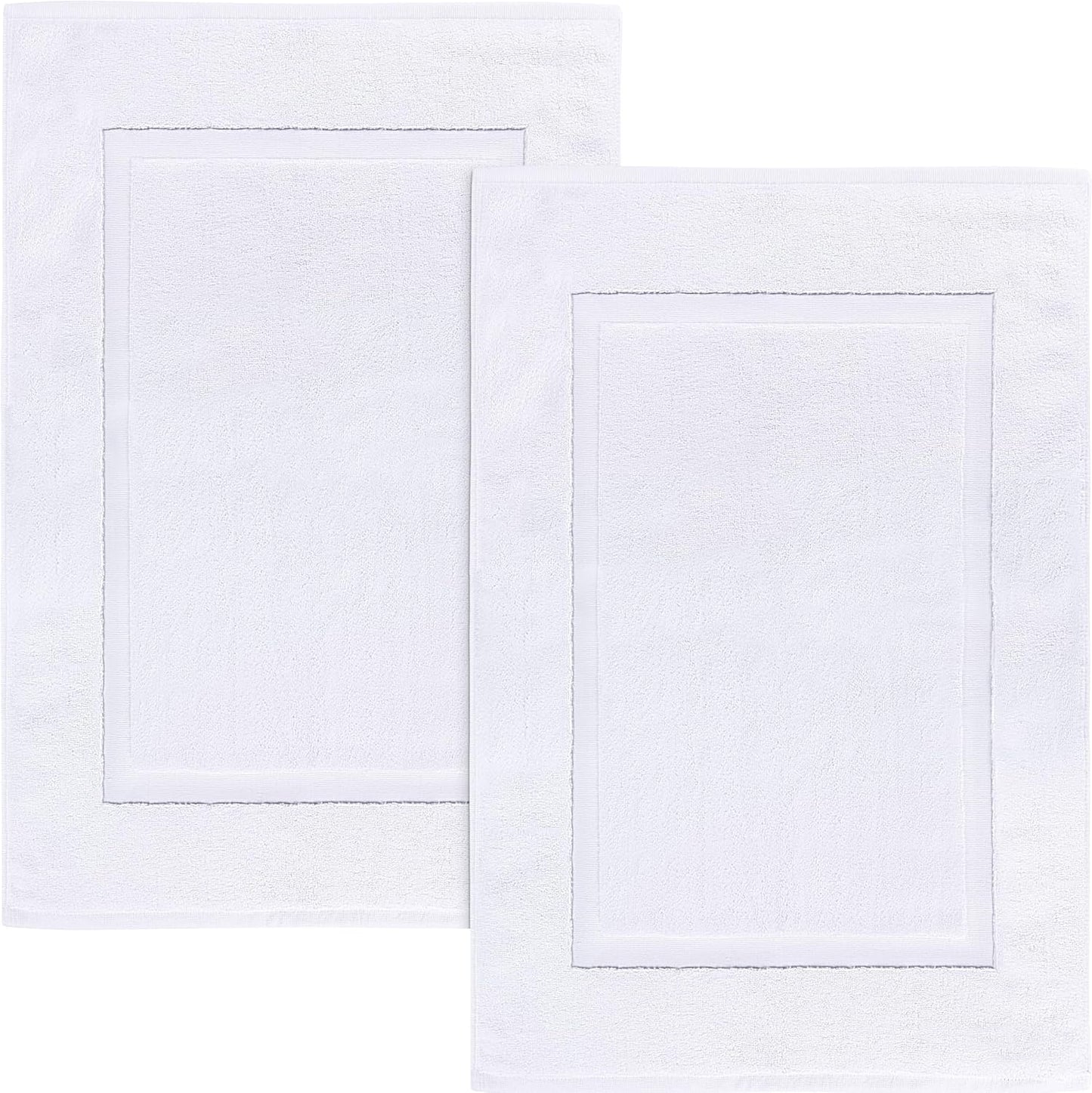 Utopia Towels Cotton Banded Rug, Bath Mats, Not a Bathroom Rug, 21 by 34 Inches, 100% Ring Spun Cotton, Highly Absorbent Shower Bathroom Floor Mat, White, 2 Pack